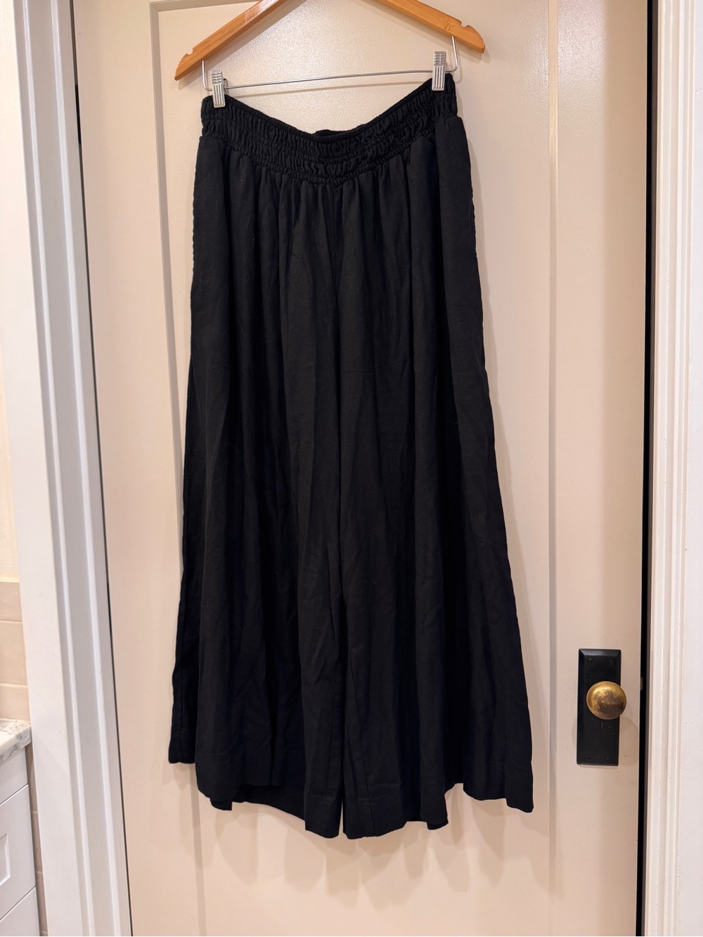 Black Women's Wide Leg Pants with Elastic Waist